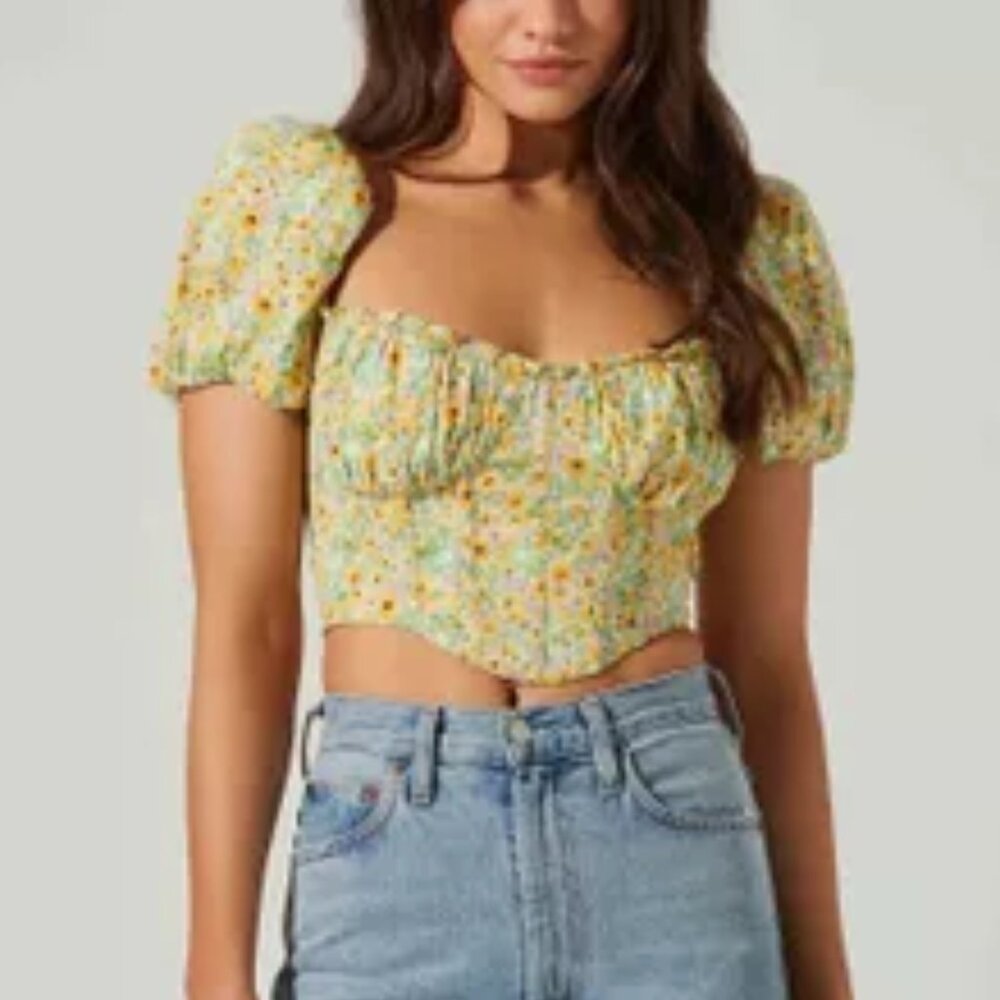 REVOLVE ASTR Puffy Sleeve Corset Top